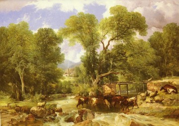 トーマス・シドニー・クーパー Painting - 森林フォードの農場の動物 牛 トーマス・シドニー・クーパー